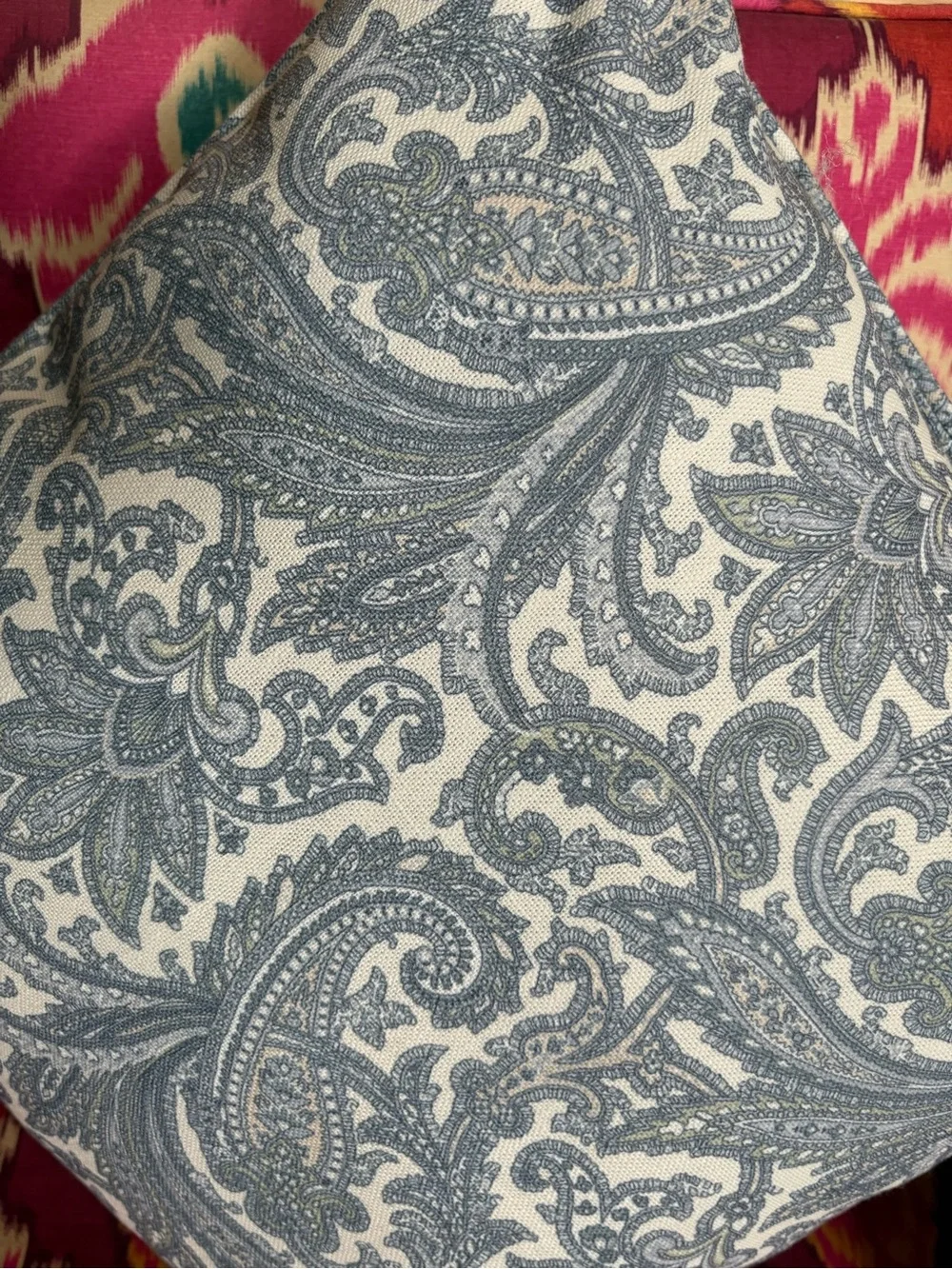Classic Ralph Lauren Gray Paisley Throw Pillow 12” x 12”